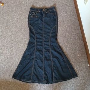 Dark Blue Denim Mermaid Skirt , Size 2